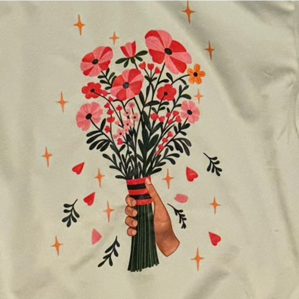 White Hoodie with Floral Bouquet Design - Picture 3 of 3